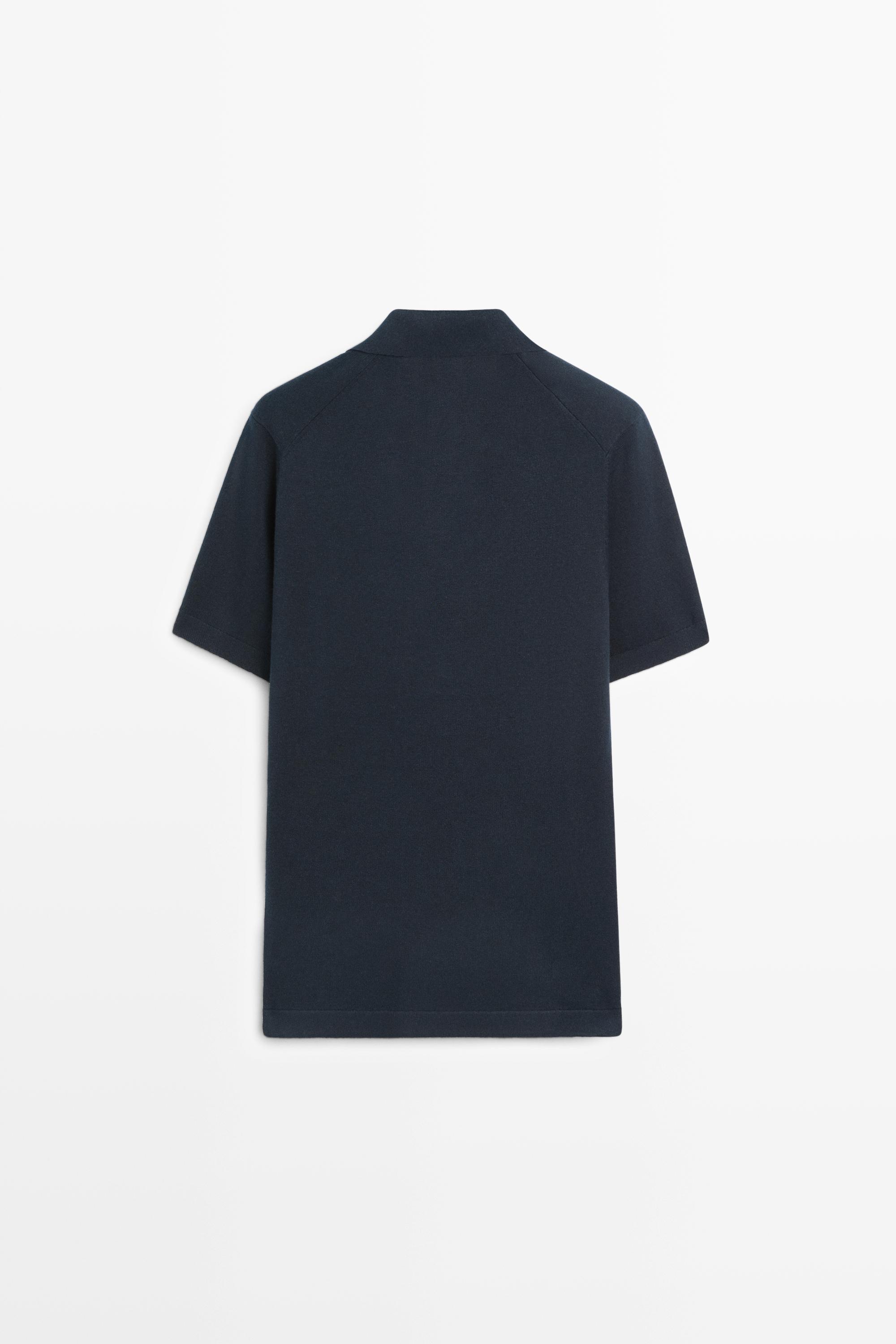Cotton and linen knit polo sweater